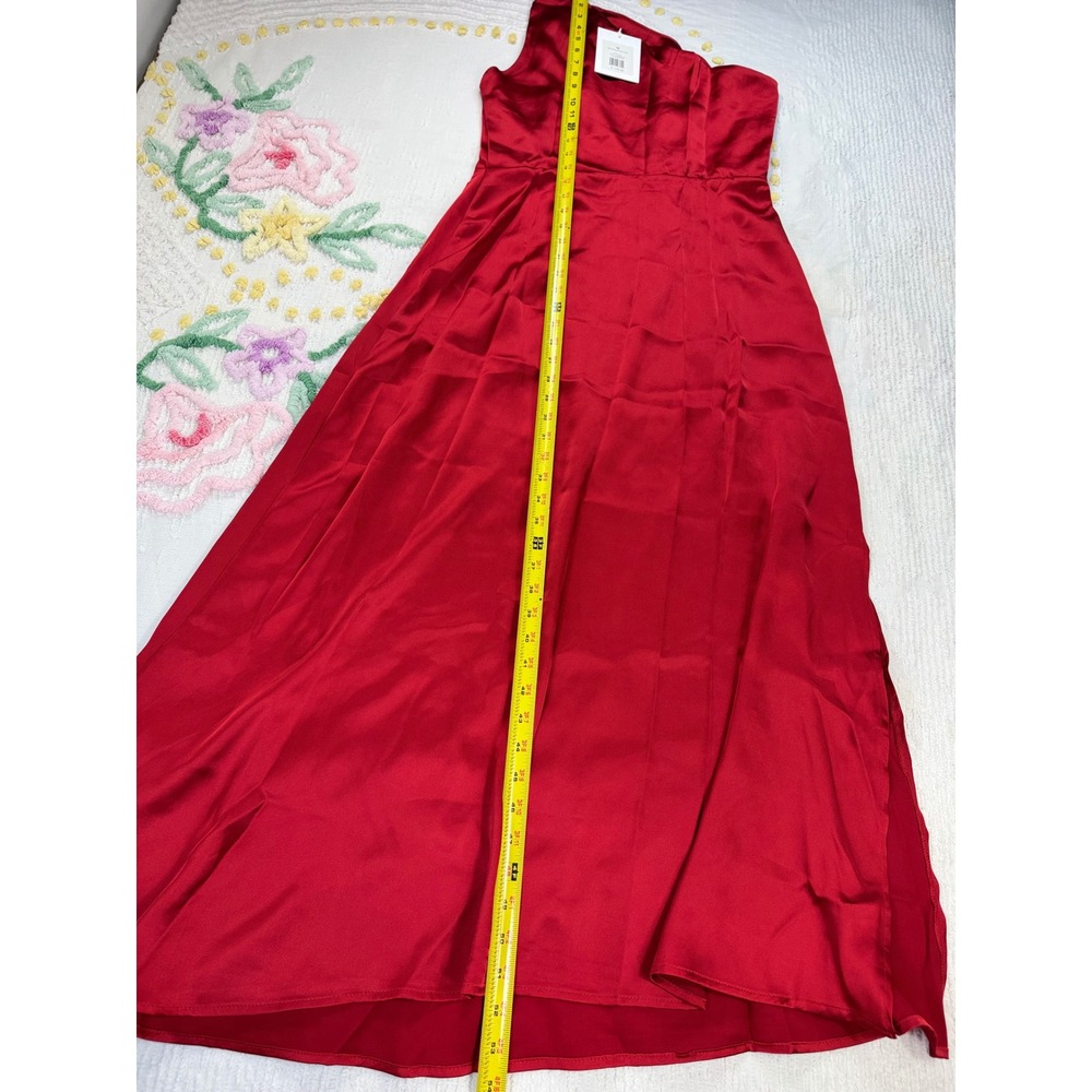 Rachel Parcell Red Satin One Shoulder Formal Dress Evening Gown Size 10 - Picture 5 of 6